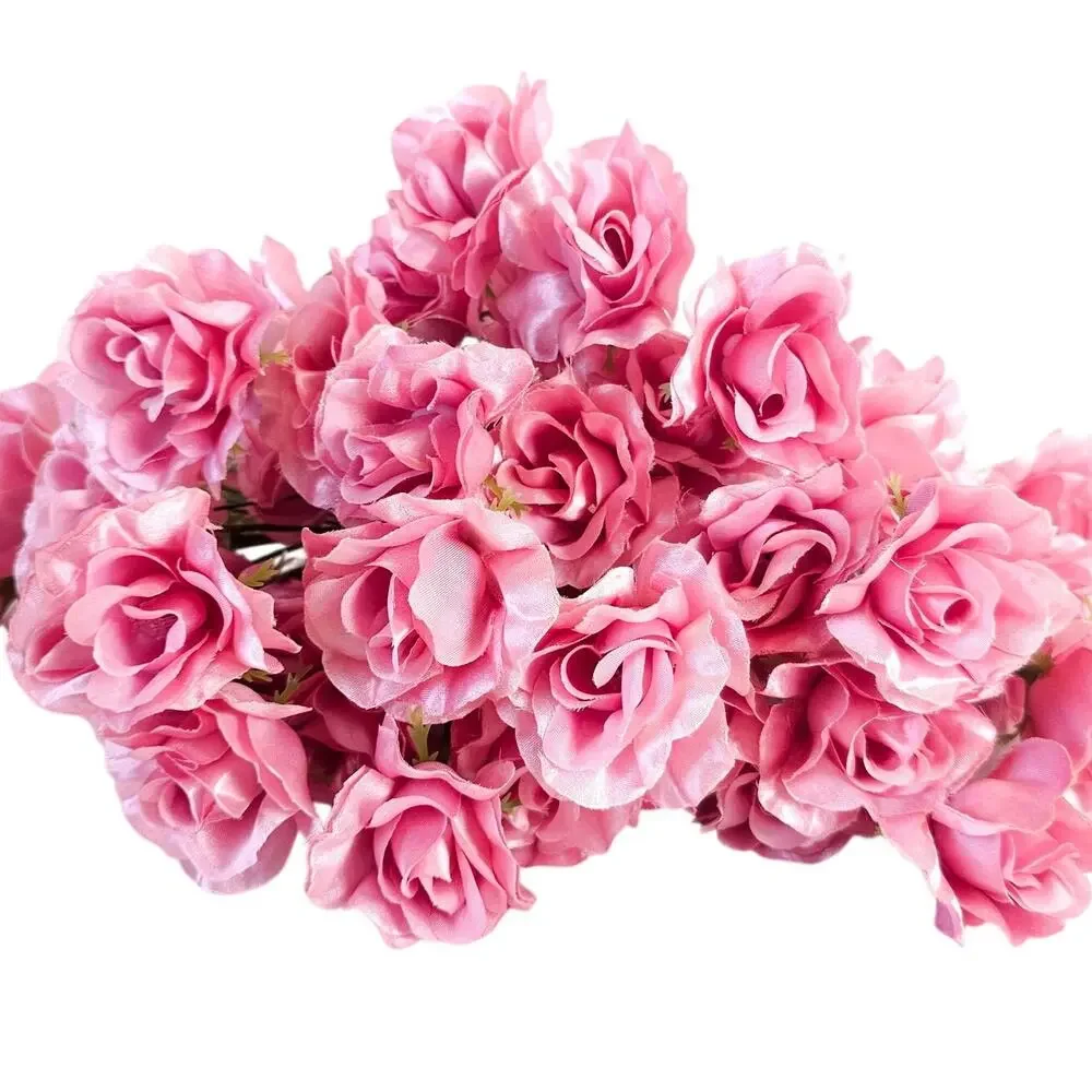 66 Light Pink Satin Artificial Roses 2.5in Flower Stems Wedding Crafts DIY Decor